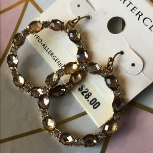 Charter Club Champagne Gems Round hook earrings